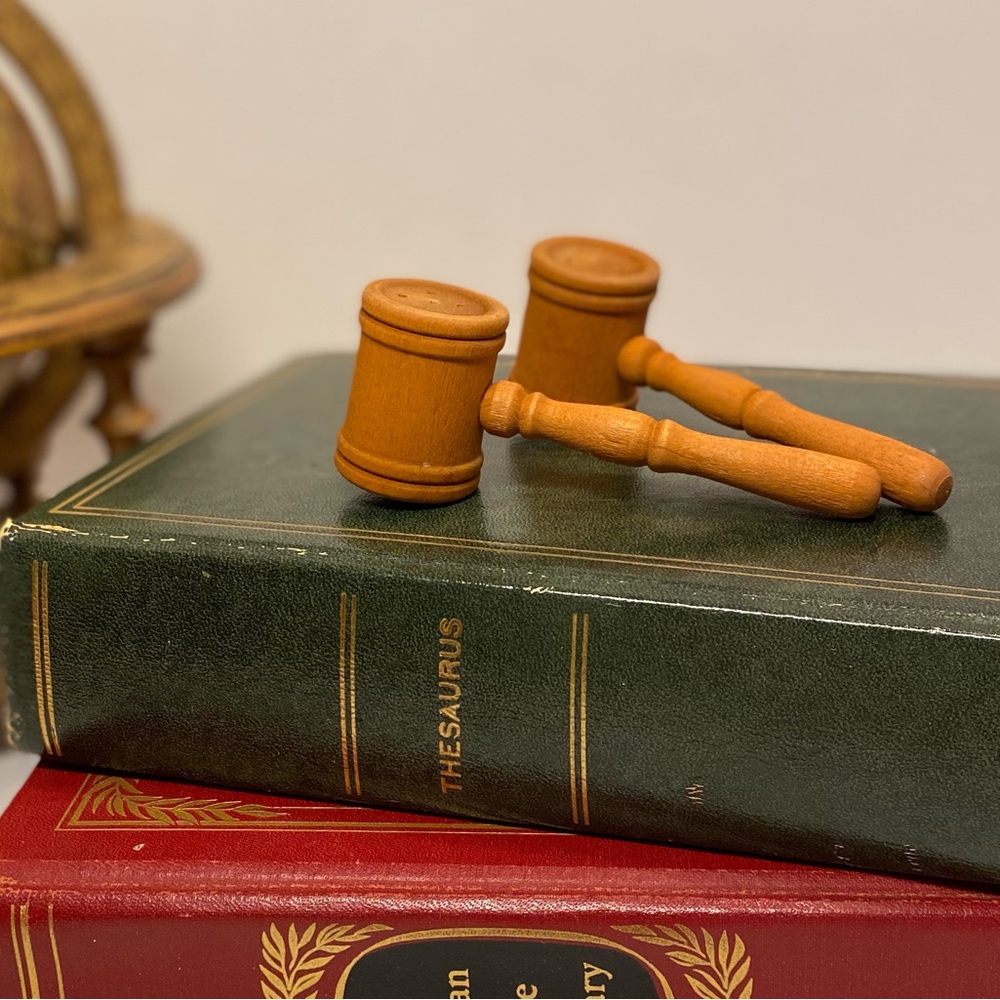 Vintage 1970s Wooden Miniature Gavel Salt and Pepper Shakers